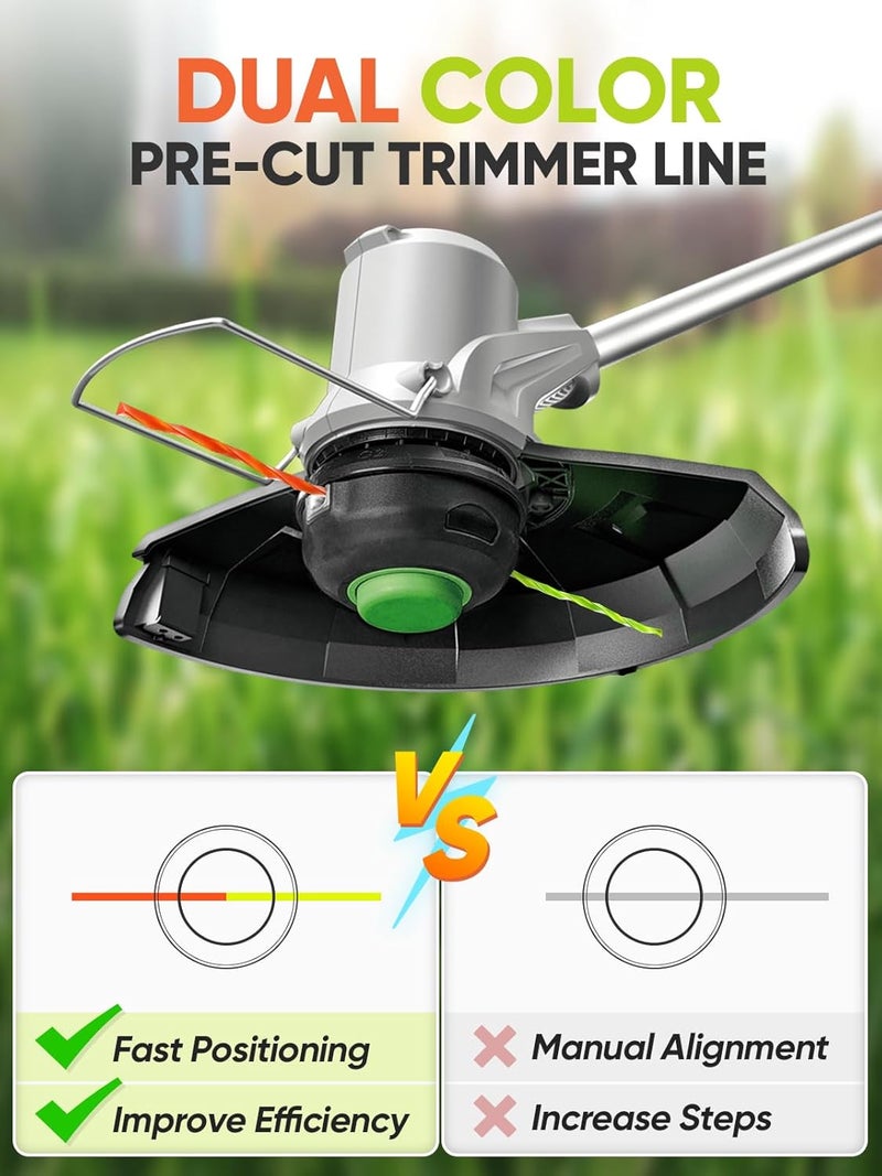 EVENTRONIC 16 Pack AL2420PD Replacement Twisted Trimmer Line Compatible with All EGO 15-Inch String Trimmers Weed Eater, Dual Color Pre-Cut 0.095" 224Ft Weed Wacker String line for EGO Trimmers String - Image 3
